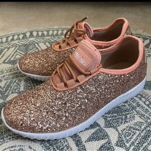 Rose Gold Sneakers with Glittery Texture
